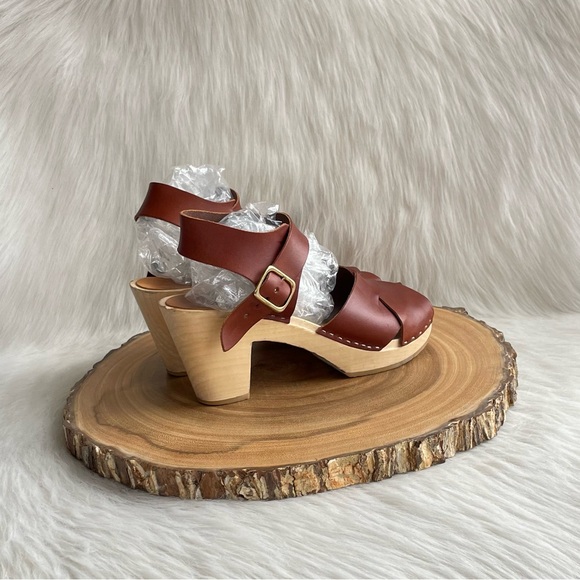 Bryr Emma leather cross over handmade high heel leather clogs - Picture 8 of 13